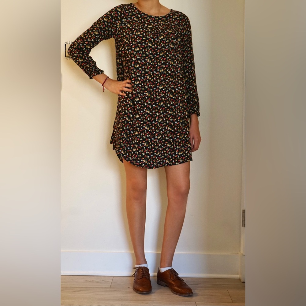 The Nines by HATCH Black Floral Long Sleeve Dress
